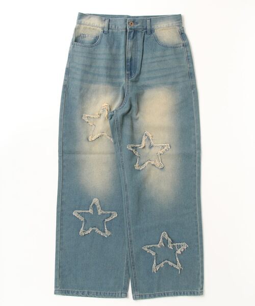 『SILVER BULLET SELECT AP/シルバーバレットセレクト』デニムオーバーダイバギーパンツ星（デニムパンツ）｜SILVER BULLET（シルバーバレット）