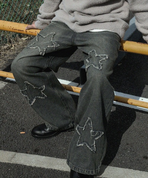 『SILVER BULLET SELECT AP/シルバーバレットセレクト』デニムオーバーダイバギーパンツ星（デニムパンツ）｜SILVER BULLET（シルバーバレット）