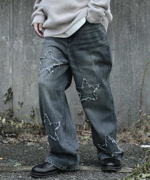 『SILVER BULLET SELECT AP/シルバーバレットセレクト』デニムオーバーダイバギーパンツ星（デニムパンツ）｜SILVER BULLET（シルバーバレット）