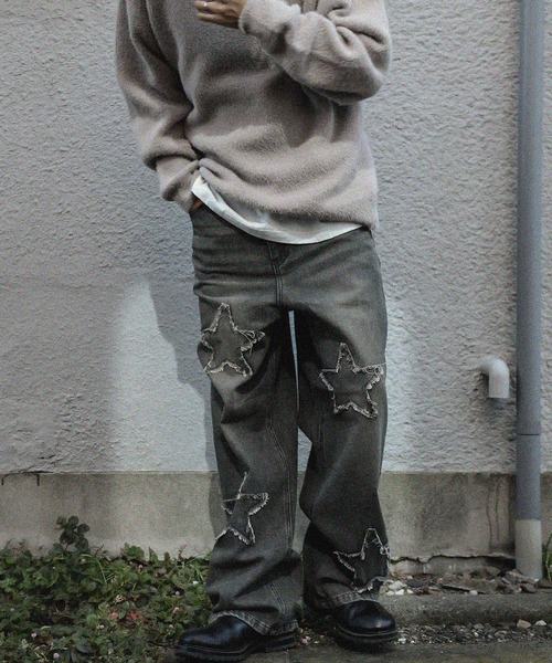 『SILVER BULLET SELECT AP/シルバーバレットセレクト』デニムオーバーダイバギーパンツ星（デニムパンツ）｜SILVER BULLET（シルバーバレット）