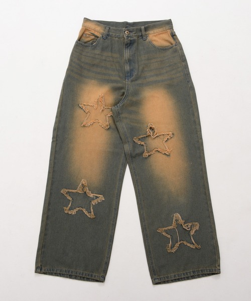 『SILVER BULLET SELECT AP/シルバーバレットセレクト』デニムオーバーダイバギーパンツ星（デニムパンツ）｜SILVER BULLET（シルバーバレット）