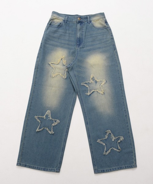 『SILVER BULLET SELECT AP/シルバーバレットセレクト』デニムオーバーダイバギーパンツ星（デニムパンツ）｜SILVER BULLET（シルバーバレット）
