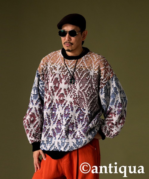 antiqua（アンティカ）の「和模様ニットプルオーバー（ニット/セーター・レディース・ブラック系その他/パープル系その他・ONESIZE）」の3枚目の写真