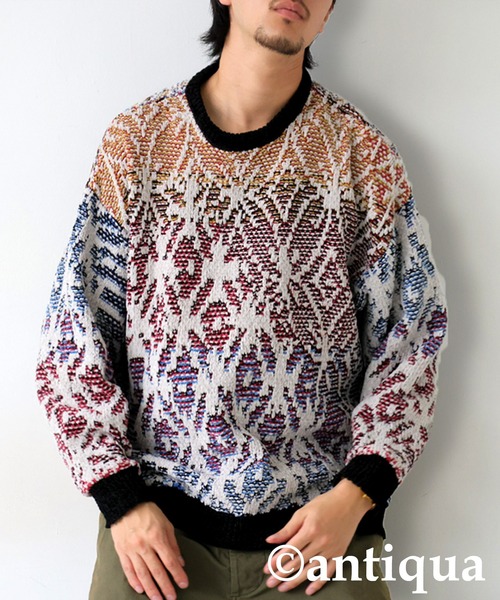 antiqua（アンティカ）の「和模様ニットプルオーバー（ニット/セーター・レディース・ブラック系その他/パープル系その他・ONESIZE）」の8枚目の写真
