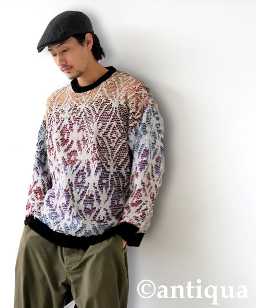 antiqua（アンティカ）の「和模様ニットプルオーバー（ニット/セーター・レディース・ブラック系その他/パープル系その他・ONESIZE）」の9枚目の写真