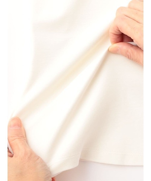 HARUYAMA（ハルヤマ）の「【レーヨン混】長袖 ドレープポンチ 前ホック配色カットソー ストレッチ 無地 SOFFICE（シャツ/ブラウス・レディース・ピンク/オフホワイト・M/L）」の10枚目の写真