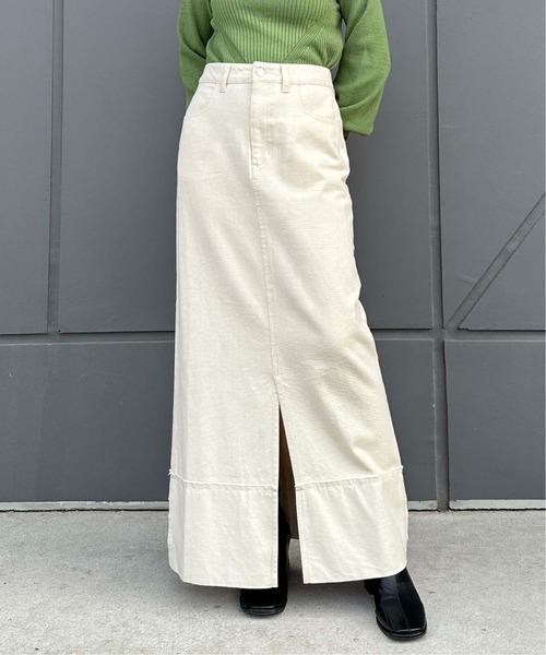 1chaku.(イッチャク)の「ロールアップデニムロングスカート(デニムスカート・レディース・ブラック/インディゴブルー/キナリ・マルチサイズ)」の19枚目の写真