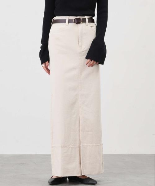 セール】ロールアップデニムロングスカート（デニムスカート