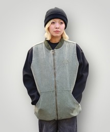 ATMARK（アットマーク）の「《フリーサイズ　/　UNISEX　》ピグメント　AMKロゴ　中綿　デニムベスト（ベスト）」