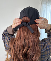 バックリボン刺繍キャップ