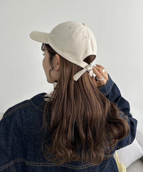 DISCOAT(ディスコート)の「バックリボン刺繍キャップ(キャップ・レディース・アイボリー/ブラック/ベビーピンク・FREE)」の11枚目の写真