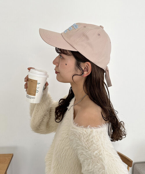 DISCOAT(ディスコート)の「バックリボン刺繍キャップ(キャップ・レディース・アイボリー/ブラック/ベビーピンク・FREE)」の21枚目の写真