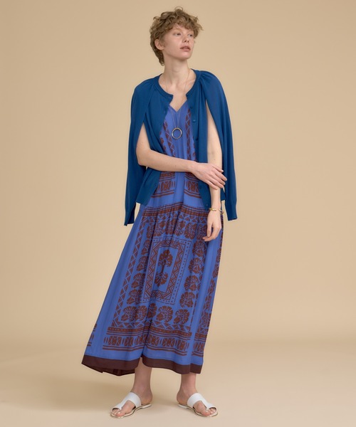 美品✨ハウスオブロータス　花柄ワンピース　イエロー　ブルー　M HOUSE OF LOTUS｜ハウス オブ ロータスのロングワンピース