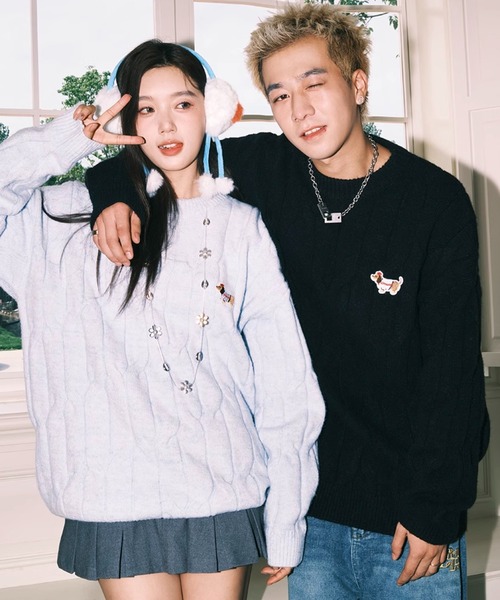 WESTBOY(ウエストボーイ)の「オーバーサイズ ケーブルニットセーター WO25S2TP05【WB ORIGINALS】(ニット/セーター・メンズ・ホワイト/グレー/ブラック・L/M/XL)」の6枚目の写真