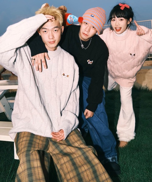 WESTBOY(ウエストボーイ)の「オーバーサイズ ケーブルニットセーター WO25S2TP05【WB ORIGINALS】(ニット/セーター・メンズ・ホワイト/グレー/ブラック・L/M/XL)」の8枚目の写真