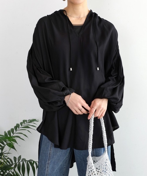 Bou Jeloud（ブージュルード）の「クールタッチレーヨンボリュームスリーブチュニック（Tシャツ/カットソー・レディース・ブラック/ベージュ/パープル・MEDIUM）」の20枚目の写真