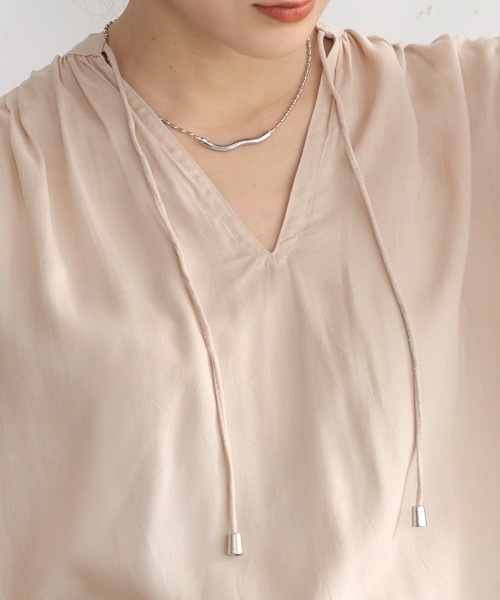 Bou Jeloud（ブージュルード）の「クールタッチレーヨンボリュームスリーブチュニック（Tシャツ/カットソー・レディース・ブラック/ベージュ/パープル・MEDIUM）」の14枚目の写真