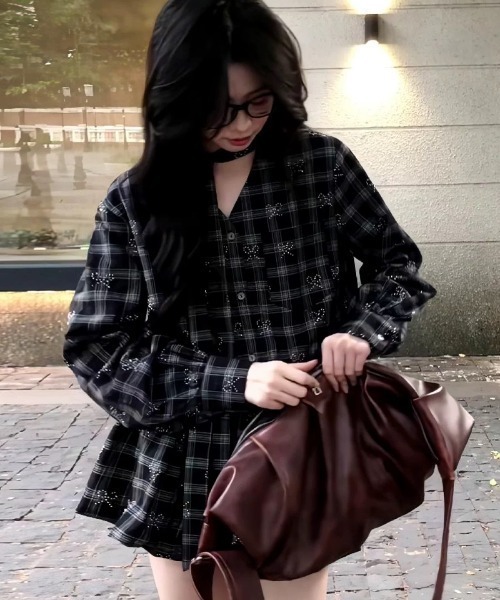 beautiful people ワンピース 茶x黒(チェック) 0240824L0035 beautiful people - beautiful people ワンピース 36(S位) 茶x黒