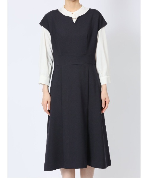 m.f.editorial（エムエフエディトリアル）の「【ストレッチ ウォッシャブル UV】m.f.エディトリアルレディース 半袖タックワンピース(セットアップ可能)（ワンピース・レディース・ネイビー・S/MEDIUM/LARGE）」の15枚目の写真