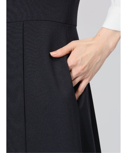 m.f.editorial（エムエフエディトリアル）の「【ストレッチ ウォッシャブル UV】m.f.エディトリアルレディース 半袖タックワンピース(セットアップ可能)（ワンピース・レディース・ネイビー・S/MEDIUM/LARGE）」の4枚目の写真