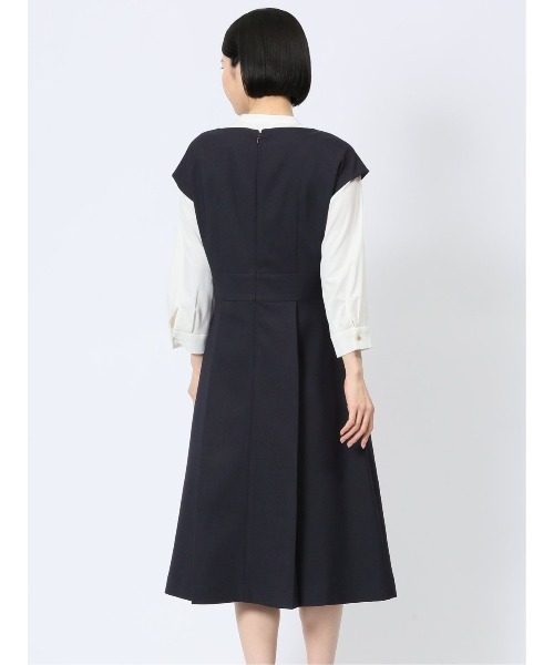 m.f.editorial（エムエフエディトリアル）の「【ストレッチ ウォッシャブル UV】m.f.エディトリアルレディース 半袖タックワンピース(セットアップ可能)（ワンピース・レディース・ネイビー・S/MEDIUM/LARGE）」の8枚目の写真