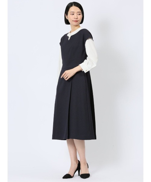 m.f.editorial（エムエフエディトリアル）の「【ストレッチ ウォッシャブル UV】m.f.エディトリアルレディース 半袖タックワンピース(セットアップ可能)（ワンピース・レディース・ネイビー・S/MEDIUM/LARGE）」の10枚目の写真