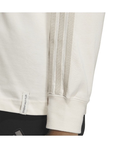 adidas(アディダス)の「アディダス adidas エッセンシャルズ プラス スリーストライプス 長袖Tシャツ(Tシャツ/カットソー・レディース・ライトベージュ/ネイビー・S/M/L/XL)」の5枚目の写真