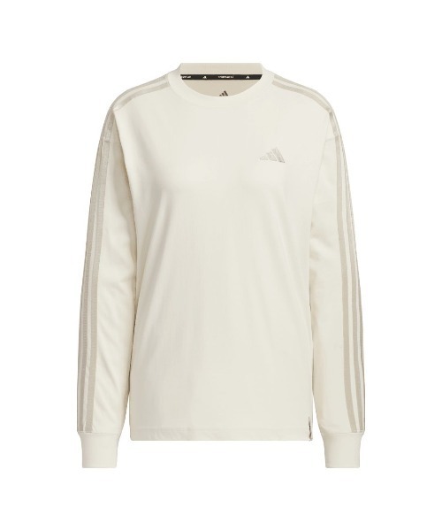 adidas(アディダス)の「アディダス adidas エッセンシャルズ プラス スリーストライプス 長袖Tシャツ(Tシャツ/カットソー・レディース・ライトベージュ/ネイビー・S/M/L/XL)」の7枚目の写真