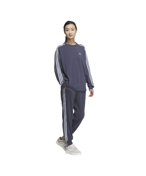 adidas(アディダス)の「アディダス adidas エッセンシャルズ プラス スリーストライプス 長袖Tシャツ(Tシャツ/カットソー・レディース・ライトベージュ/ネイビー・S/M/L/XL)」の10枚目の写真