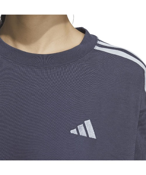 adidas(アディダス)の「アディダス adidas エッセンシャルズ プラス スリーストライプス 長袖Tシャツ(Tシャツ/カットソー・レディース・ライトベージュ/ネイビー・S/M/L/XL)」の11枚目の写真