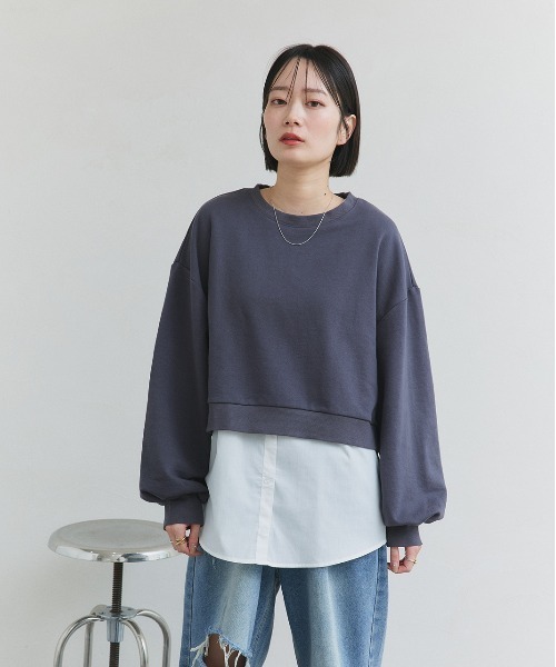ad thie(アドティエ)の「シャツ レイヤード タンクトップ(タンクトップ・レディース・オフホワイト/ネイビー系/ブルー系・FREE)」の5枚目の写真