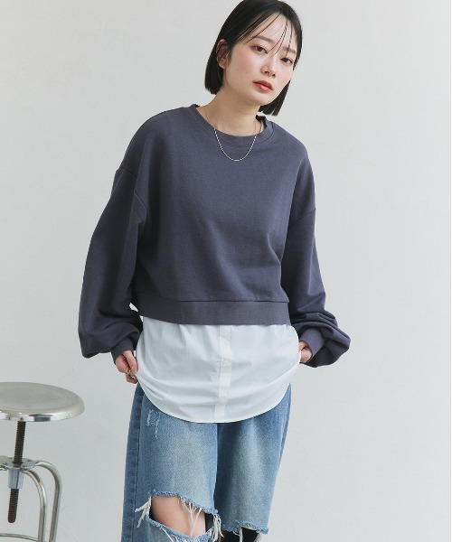 ad thie(アドティエ)の「シャツ レイヤード タンクトップ(タンクトップ・レディース・オフホワイト/ネイビー系/ブルー系・FREE)」の6枚目の写真