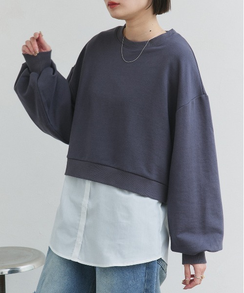 ad thie(アドティエ)の「シャツ レイヤード タンクトップ(タンクトップ・レディース・オフホワイト/ネイビー系/ブルー系・FREE)」の7枚目の写真