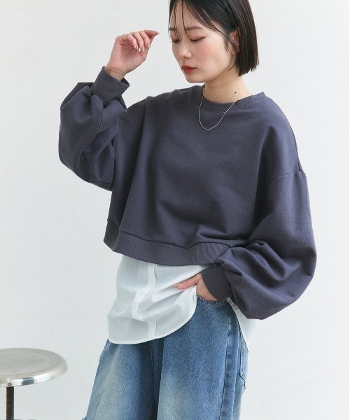 ad thie(アドティエ)の「シャツ レイヤード タンクトップ(タンクトップ・レディース・オフホワイト/ネイビー系/ブルー系・FREE)」の8枚目の写真