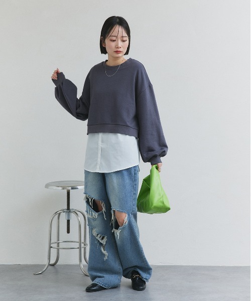 ad thie(アドティエ)の「シャツ レイヤード タンクトップ(タンクトップ・レディース・オフホワイト/ネイビー系/ブルー系・FREE)」の10枚目の写真