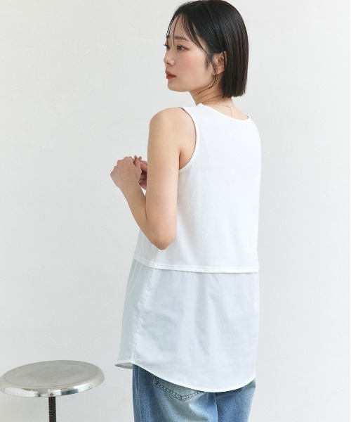 ad thie(アドティエ)の「シャツ レイヤード タンクトップ(タンクトップ・レディース・オフホワイト/ネイビー系/ブルー系・FREE)」の13枚目の写真