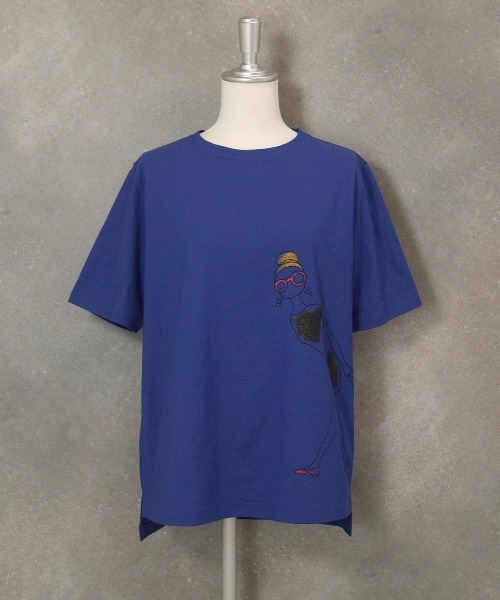 STUDIO PICONE（スタジオピッコーネ）の「グリッタープリント冷感Ｔシャツ（Tシャツ/カットソー・レディース・ホワイト/ブルー/ブラック・LL/L/M）」の3枚目の写真