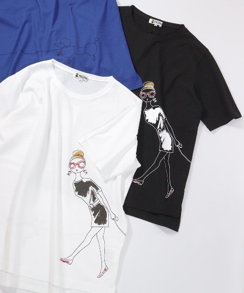STUDIO PICONE（スタジオピッコーネ）の「グリッタープリント冷感Ｔシャツ（Tシャツ/カットソー・レディース・ホワイト/ブルー/ブラック・LL/L/M）」の11枚目の写真