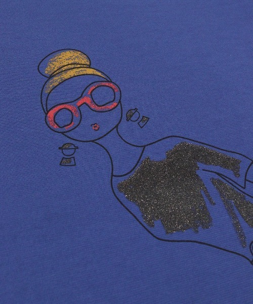 STUDIO PICONE（スタジオピッコーネ）の「グリッタープリント冷感Ｔシャツ（Tシャツ/カットソー・レディース・ホワイト/ブルー/ブラック・LL/L/M）」の6枚目の写真
