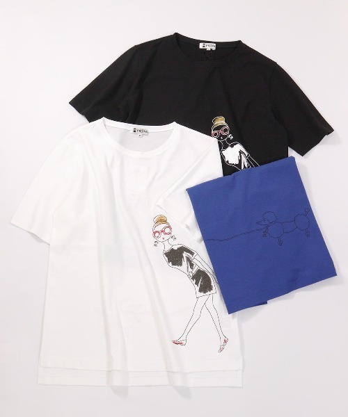 STUDIO PICONE（スタジオピッコーネ）の「グリッタープリント冷感Ｔシャツ（Tシャツ/カットソー・レディース・ホワイト/ブルー/ブラック・LL/L/M）」の12枚目の写真