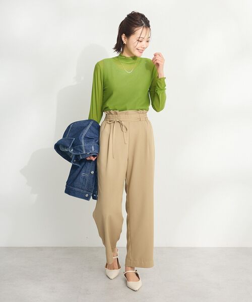 CRAFT STANDARD BOUTIQUE（クラフトスタンダードブティック）の「フリルウエストパンツ　◆（スラックス・レディース・グレイッシュベージュ/ダークグレー・M/L）」の4枚目の写真