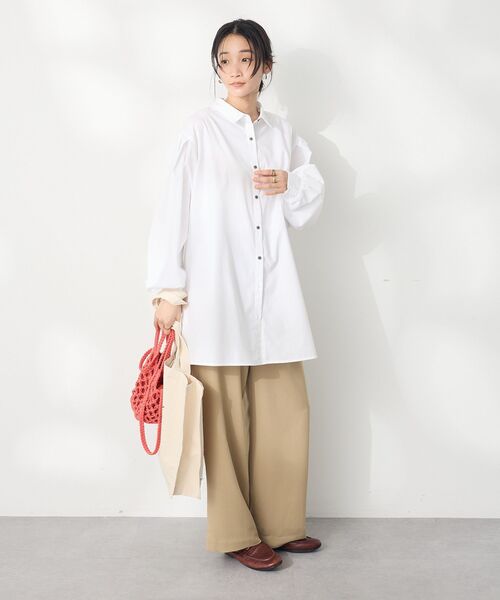 CRAFT STANDARD BOUTIQUE（クラフトスタンダードブティック）の「フリルウエストパンツ　◆（スラックス・レディース・グレイッシュベージュ/ダークグレー・M/L）」の5枚目の写真