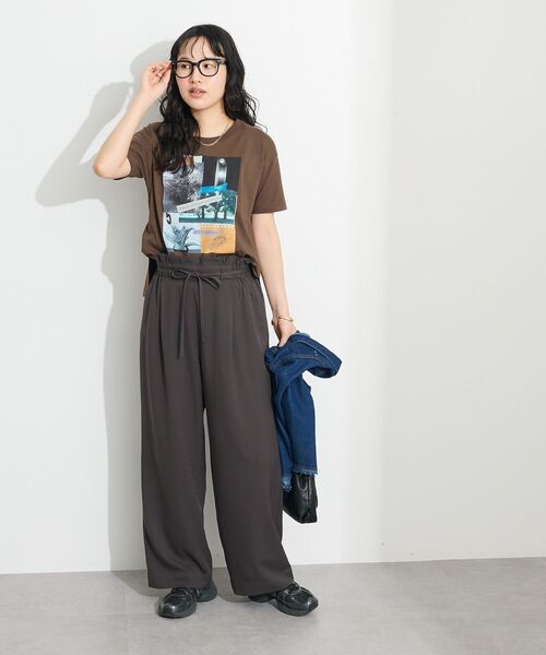 CRAFT STANDARD BOUTIQUE（クラフトスタンダードブティック）の「フリルウエストパンツ　◆（スラックス・レディース・グレイッシュベージュ/ダークグレー・M/L）」の13枚目の写真