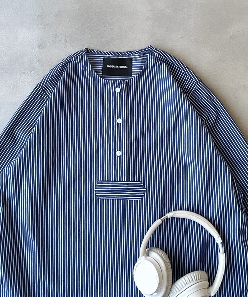 ユニセックス】サイドスリットスリーピングシャツ/無地/ストライプ