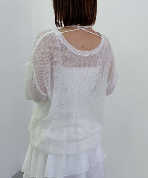 archives（アルシーヴ）の「モヘアタッチ透かしミドルニット（ニット/セーター・レディース・オフホワイト/グレー/ピンク/イエロー・MEDIUM）」の12枚目の写真