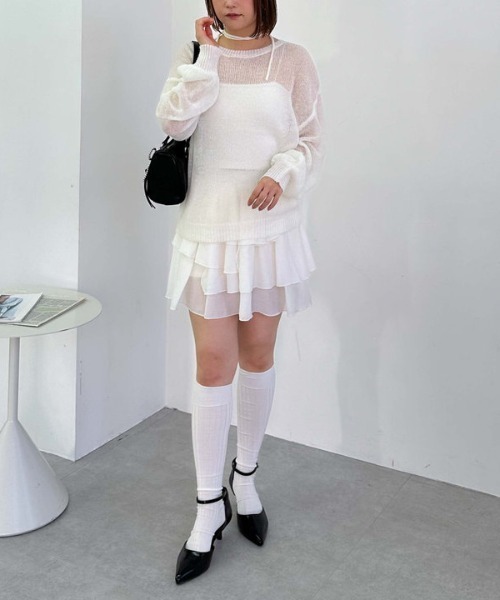 archives（アルシーヴ）の「モヘアタッチ透かしミドルニット（ニット/セーター・レディース・オフホワイト/グレー/ピンク/イエロー・MEDIUM）」の13枚目の写真