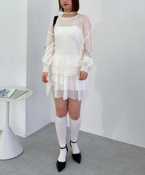 archives（アルシーヴ）の「モヘアタッチ透かしミドルニット（ニット/セーター・レディース・オフホワイト/グレー/ピンク/イエロー・MEDIUM）」の14枚目の写真