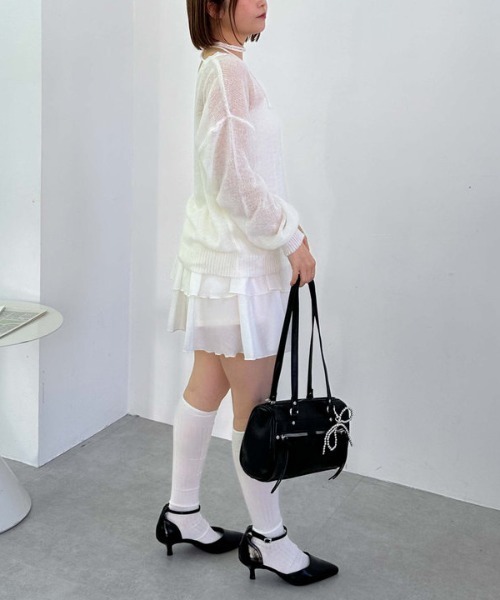 archives（アルシーヴ）の「モヘアタッチ透かしミドルニット（ニット/セーター・レディース・オフホワイト/グレー/ピンク/イエロー・MEDIUM）」の15枚目の写真