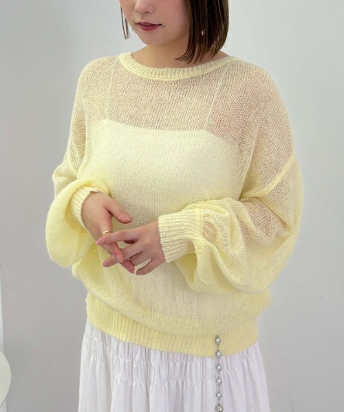archives（アルシーヴ）の「モヘアタッチ透かしミドルニット（ニット/セーター・レディース・オフホワイト/グレー/ピンク/イエロー・MEDIUM）」の16枚目の写真
