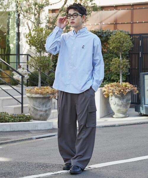 WEGO（ウィゴー）の「WEGO/オックスフォードワンポイントロングスリーブシャツ（シャツ/ブラウス・メンズ・ホワイト/ブルー系その他4・MEDIUM/LARGE）」の4枚目の写真